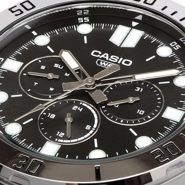 Casio Standardowy Kwarcowy Zegarek Męski MTP-VD300D-1E Srebrno-Czarny Metalowy Pasek