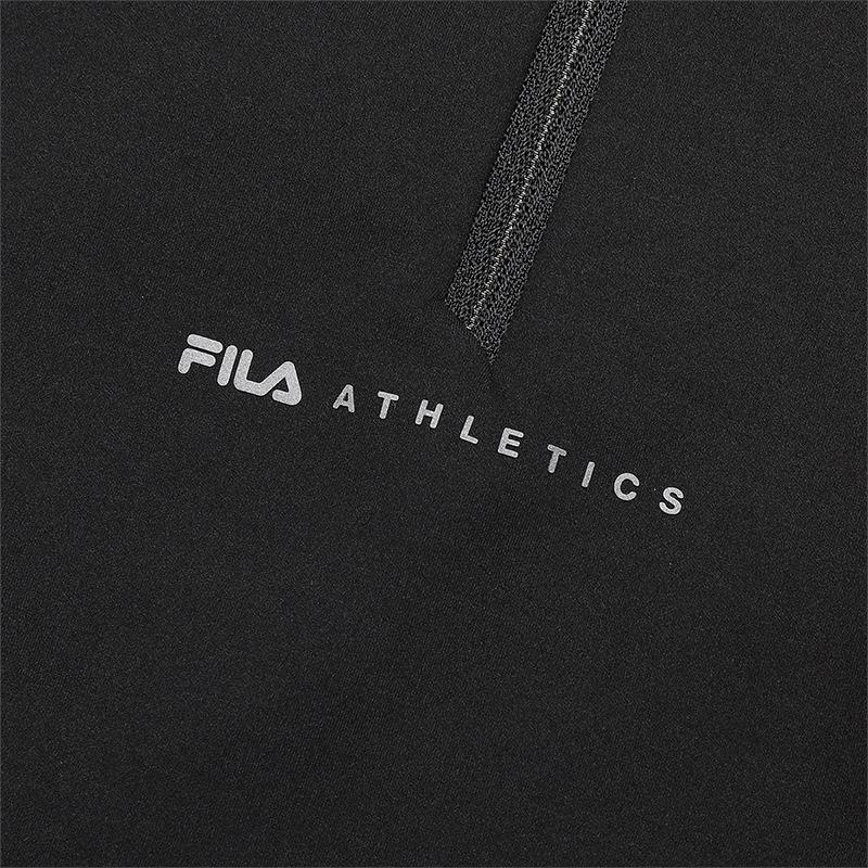Fila Versatile Half-Zip Stand Collar Long Sleeve Breathable T-Shirt Men Tops Deep-Black A11M511201FBK