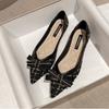 Fashion Comemore Pointed Toe Flat Shoes for Women Shallow Black Sweet Bowknot Slip on Female Shoes Party Footwear black Zapatos Mujer 40