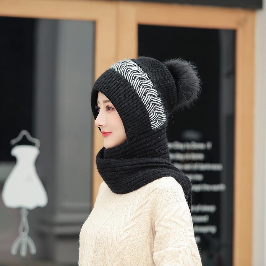 Knitted Circle Loop Scarf Cap 