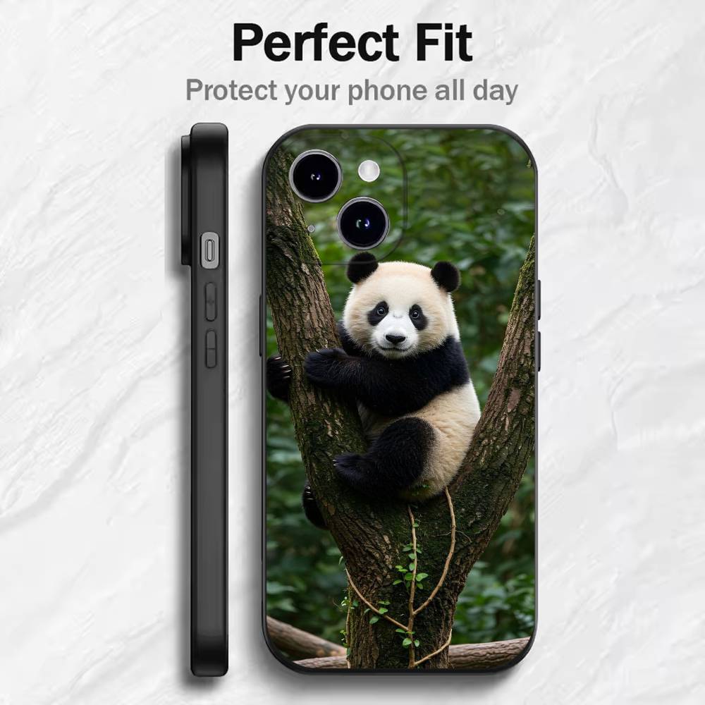 Fubao panda   Phone Case For 17 16 15 14 13 12 11 Mini XS XR X 6S 6 Pro Max Plus Black Soft Cover