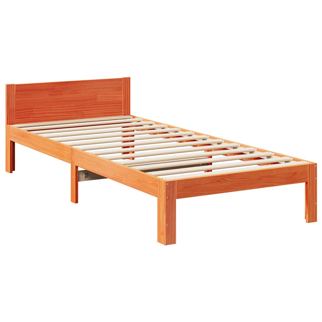Solid Wood Bed Frame without Mattress Wax Brown 80x200 cm Pine Wood