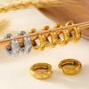 French Retro Temperament Micro-diamond Set Round Octagram Titanium Steel Ear Ring Across 18K Real Gold Plain Ring Ear Buckle 2026