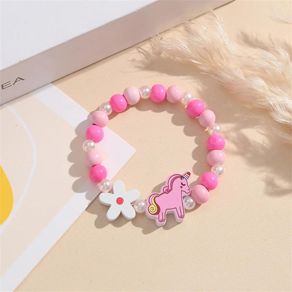 Flowers Fun Beads Cute Bracelet Cartoon Wooden Bracelets Best Friend Style Girls Star Moon Cloud Jewelry Accessories Trend