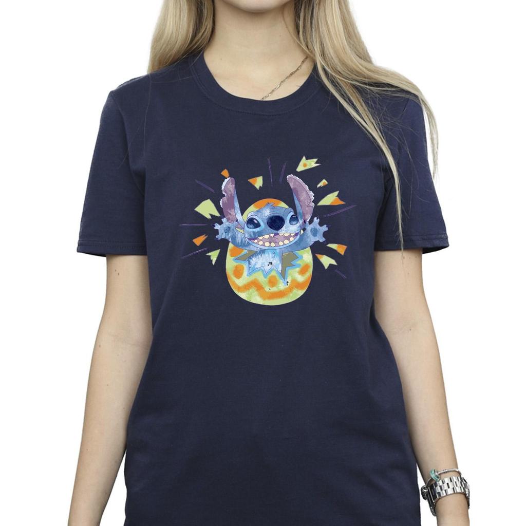 Disney Womens/Ladies Lilo & Stitch Cracking Egg Cotton Boyfriend T-Shirt
