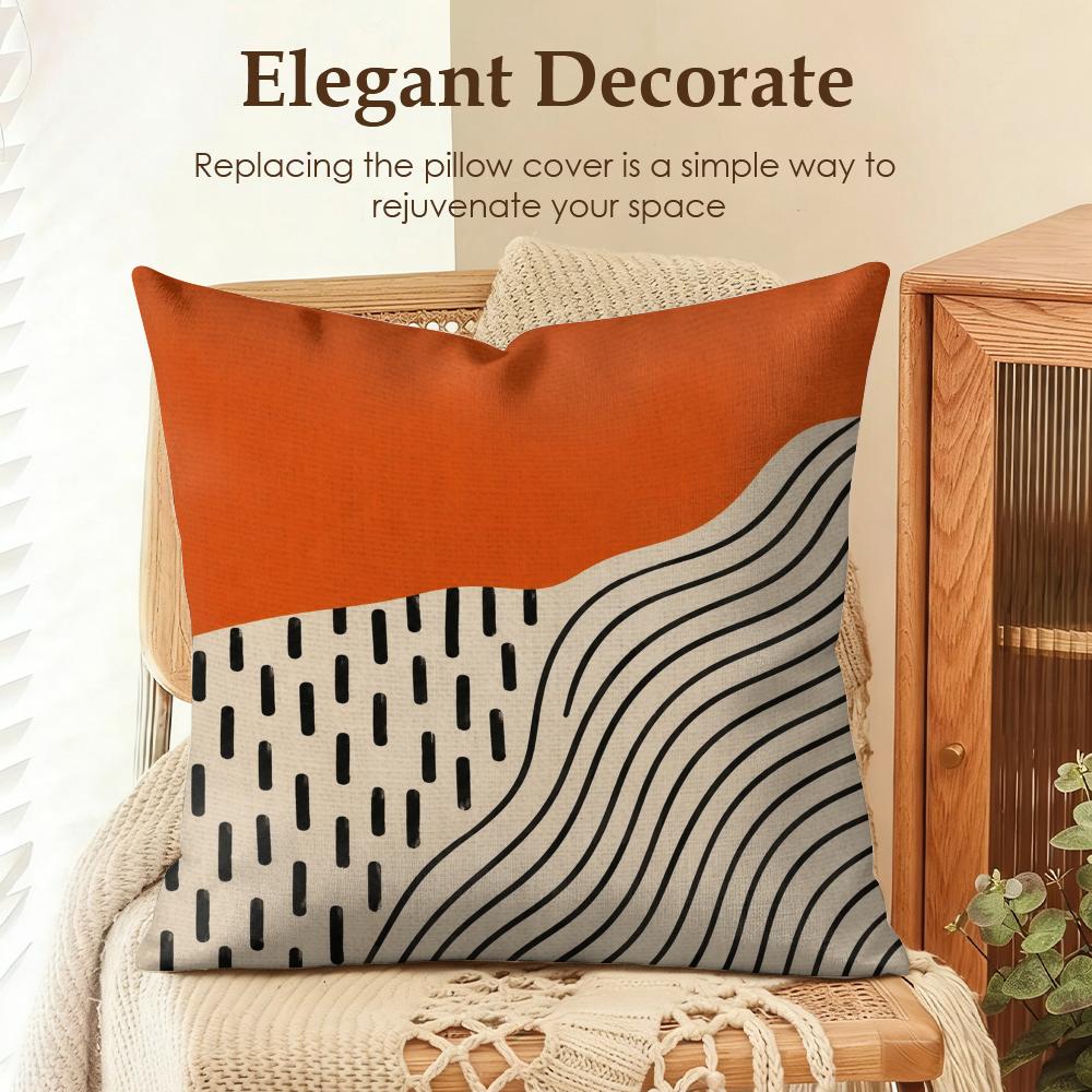 Boho Abstrakt Erdton Kunst Kissenbezug Natürliches Leinen Bio-Stoff Doppelseitiger Druck Sofa Heimdekoration Geschenk Kissenbezug