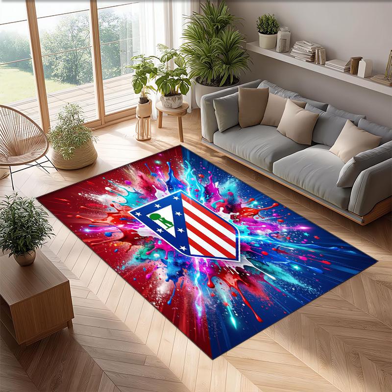 Atletico Madrid Printed Flannel Area Rug Non Slip Soft Polyester Floor Carpet Indoor Decor Mat for Bedroom Living Room Sofa Game Room Home Decoration