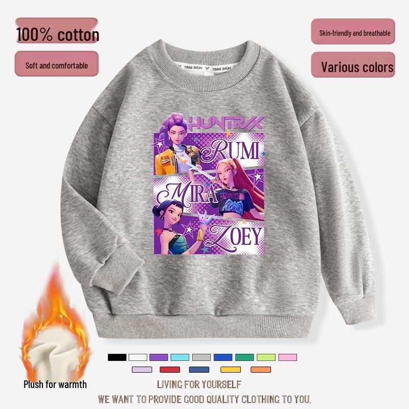 K-pop Monster Hunter Witch Girls' Hoodie - Stylish Autumn/Spring Round Neck Casual Top for Children
