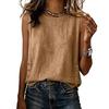 Summer Tops for Women, Round Neck Sleeveless Pullover Tops, Pure Color Stretchy Regular Fit Vest for Work Party Vacation Office Date Casual Wear