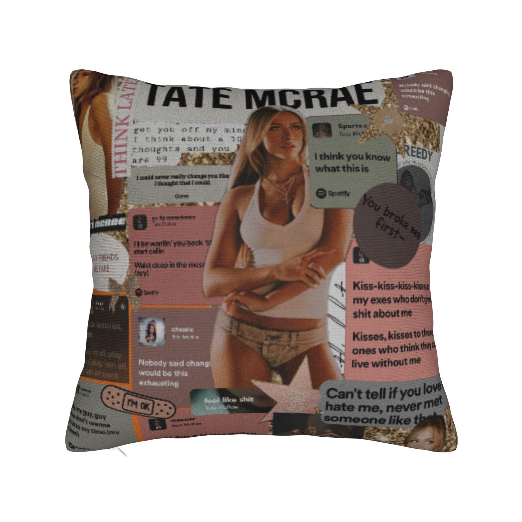 Decorative Pillowcases Tate McRae pop singer  Merchandise Seat  Throw Pillow Case Cover Zipper Multiple Sizes 12x12Inch
