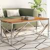 VidaXL Coffee Table Silver Stainless Steel and Solid Acacia Wood 349943