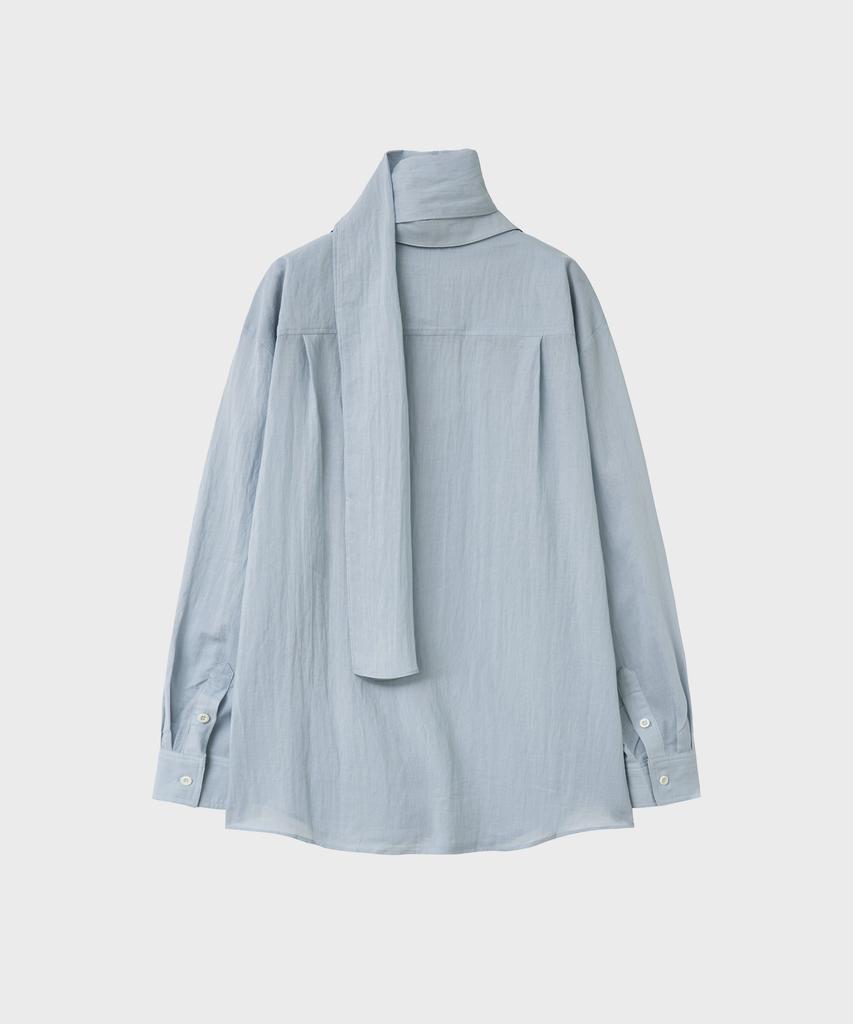 NOIRER FOR WOMAN Pale Scarf Loose Fit Shirt (Pale Blue)