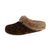 2025 Autumn and Winter New Outer Wear Bag Head Fluffy Slippers Women's Round Head Flat Bottom Half Slippers Plush Fluffy Women's Shoes