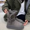 Thick-soled Gray Snow Boots Women's Winter 2025 New Two-wear Long Tube Thickened Warm Versatile High Boots Cotton Shoes