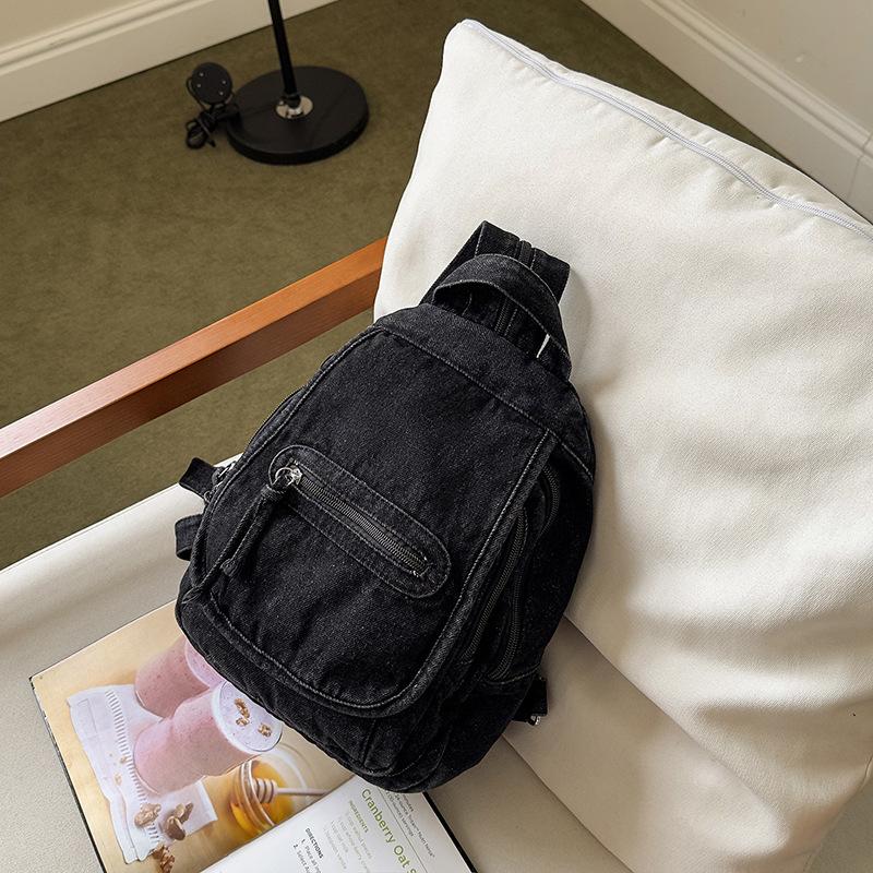 Zaino scolastico multifunzionale zaino rétro in denim nuovo alla moda da donna zaino piccolo a doppio uso borsa a tracolla flash per il tempo libero e i viaggi