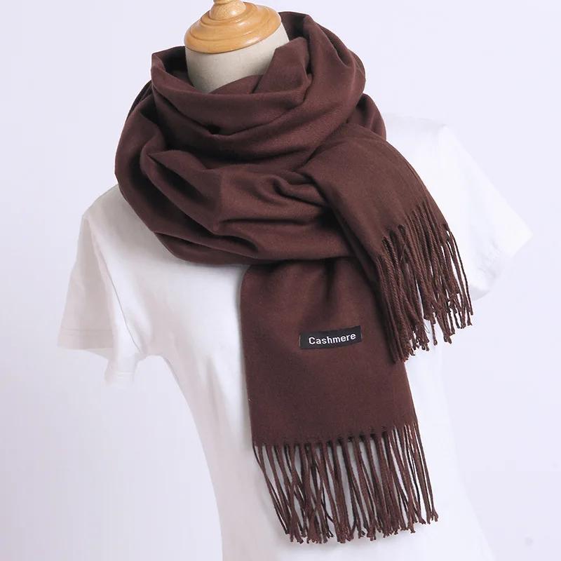 Autumn Winter Solid Imitation Cashmere Scarf for Men Women Tassel Intensification Warm Shawl Fashion Necklaces Wrap Long Scarves