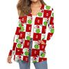 Women's Fashion Christmas Print Long-Sleeved Pocketed Slim-Fit Cardigan Coat