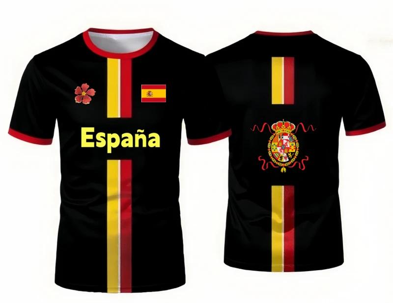 Fashion Spanish Flag Graphic Football T Shirts Summer Trendy National Emblem 3D Printed Jersey Cool Streetwear Oversized Tees