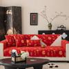 Festive Big Red Sofa Seat Cushion Universal In All Seasons Wedding Room Decoration Arrangement Cover Cloth Towel Wedding Non-Slip Cover