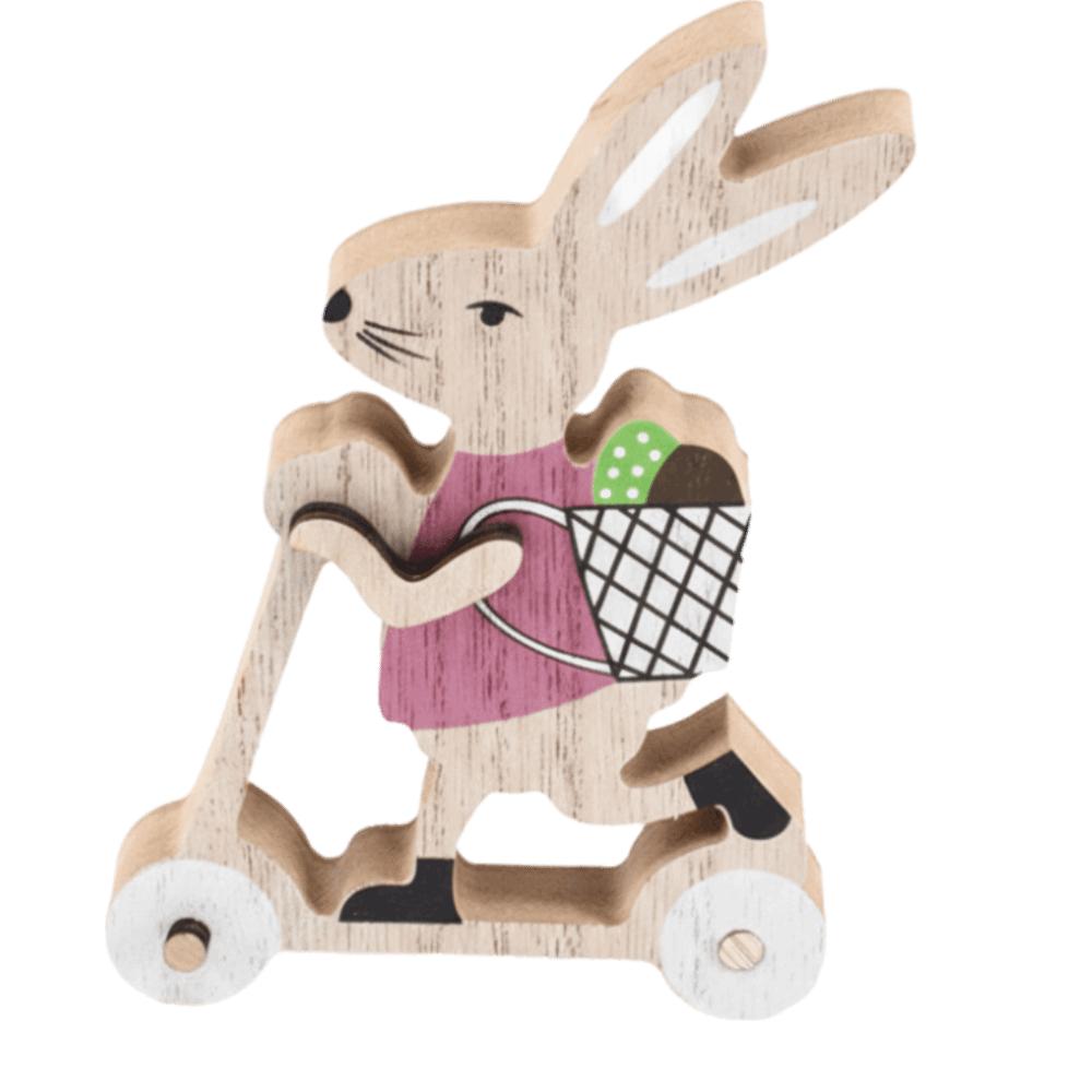 Wooden Material Easter Decoration Long-Eared Rabbit Cartoon Design Desk Decor DIY Crafts Wooden Rabbit Party Decorations