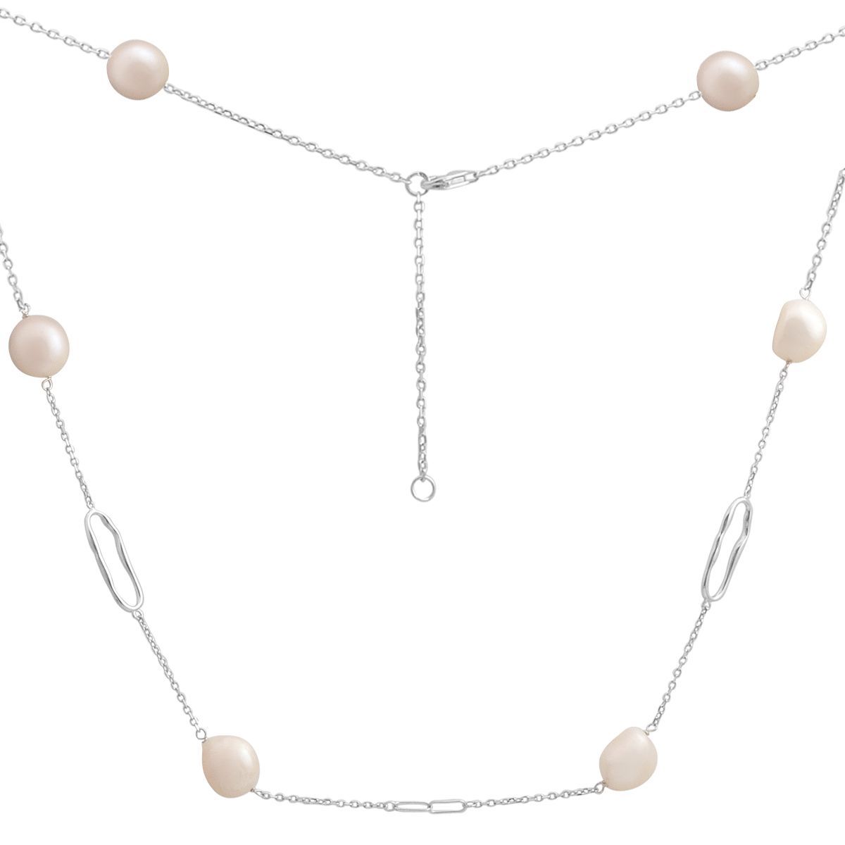 

Silver necklace with natural baroque pearls, item weight 20.37 g (2185185) 75cm білий