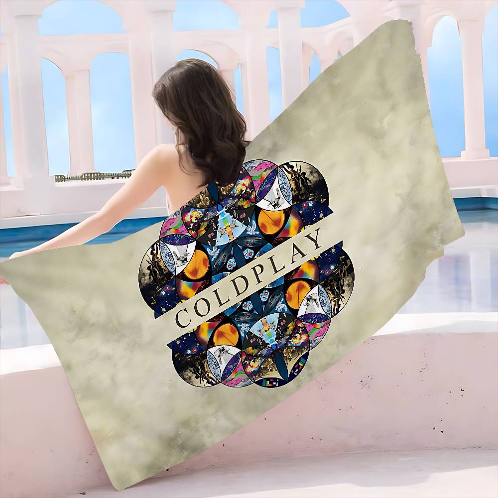 Klassische Pop-Rock-Band C-Coldplay Mikrofaser Bedrucktes Strandtuch Bergsteigen Yoga Strand Schwimmen Laufen Saugfähiges Handtuch