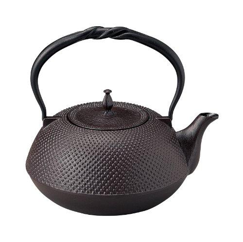 Tonami Shoten Nanbu Iron Kettle, Flat Arare Pattern, Twisted Handle (Brown), 1.6L, 99-10 Black