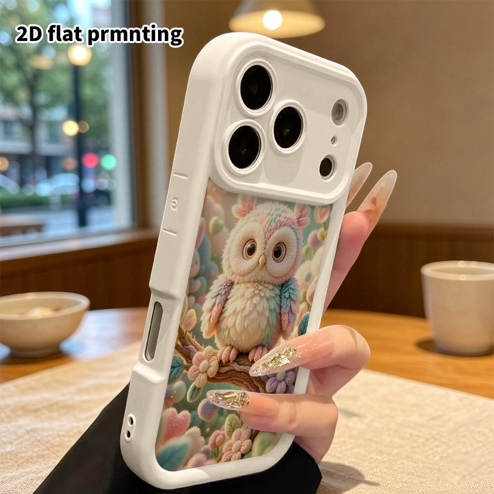 Phone Case: 2D Flat, Suitable for iPhone 18 17 16 15 14 13 12Pro Protective Case, Plush Owl, Perfect Christmas and Halloween Holiday Gift