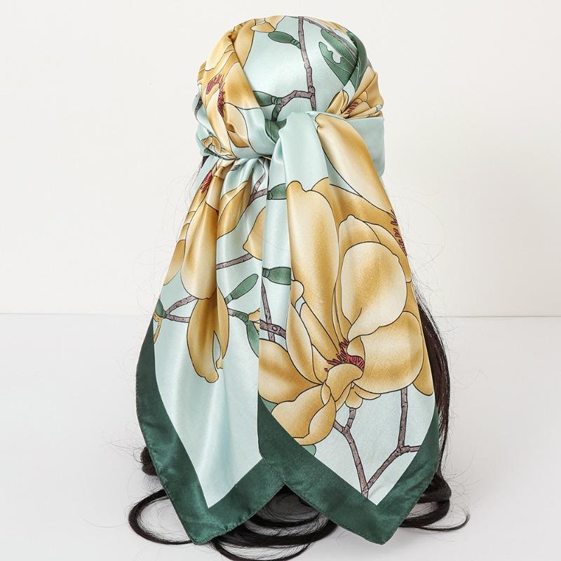 New cashew print silk scarf women's trend versatile shawl satin headscarf 90 square scarf scarf women