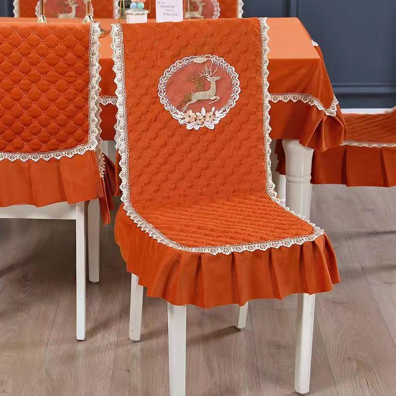 Luxuriöses Esszimmer-Set mit Tischdecke & Stuhlbezügen - Modernes integriertes Design, Verdickte Polster, Maßgeschneiderte Passform
