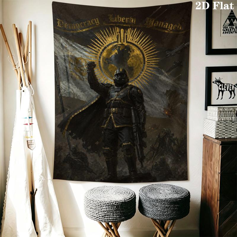 helldivers 2 Wall Tapestry Aesthetic Wall Hanging Printed Fabric Blanket Decorative Tapestries for Bedroom Living Room Home Decor