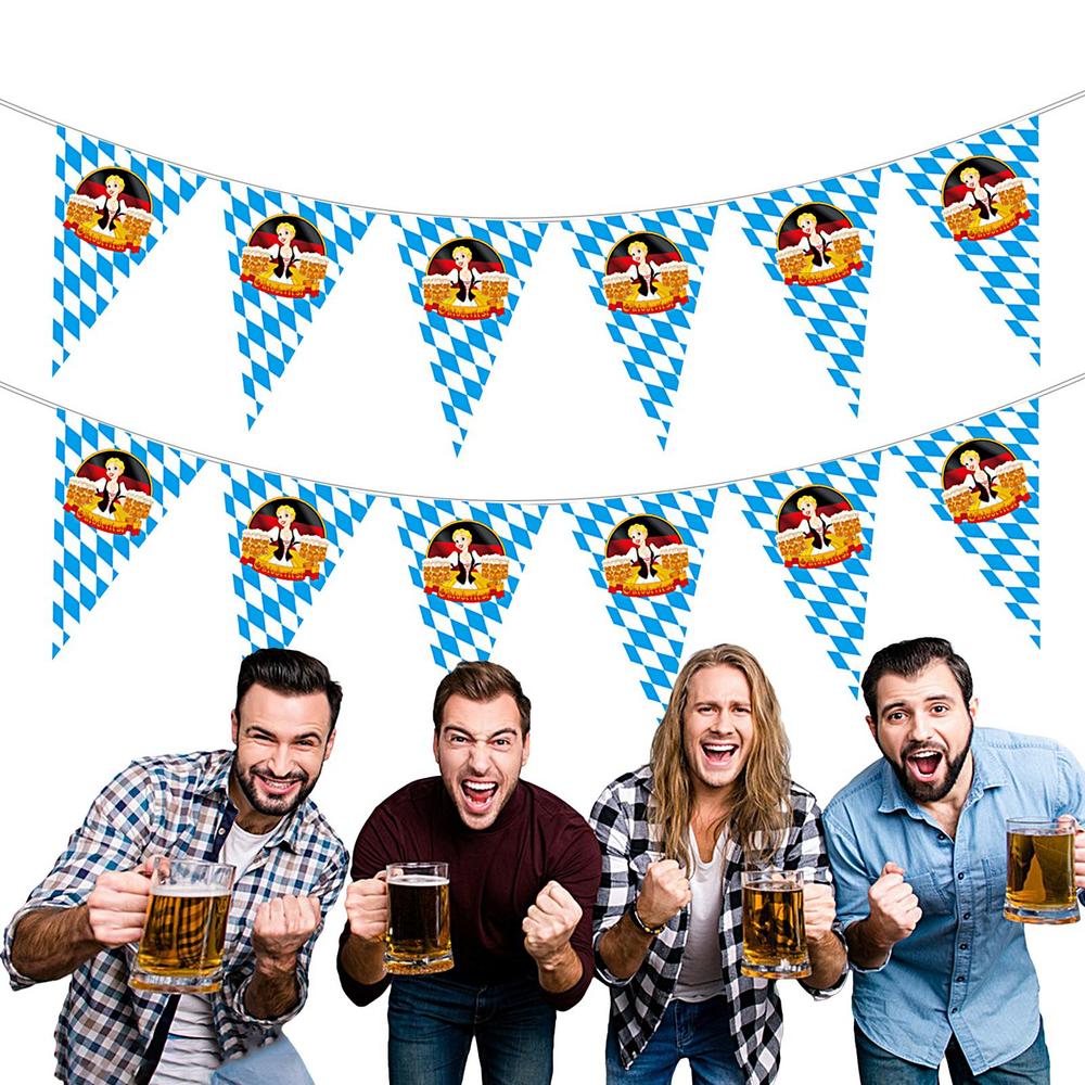 Decorazioni Oktoberfest Stendardo Bandiera Bavarese da 8 Metri Forniture Festa della Birra Ghirlanda Striscione per Giardino Bar Casa Tende Esterno