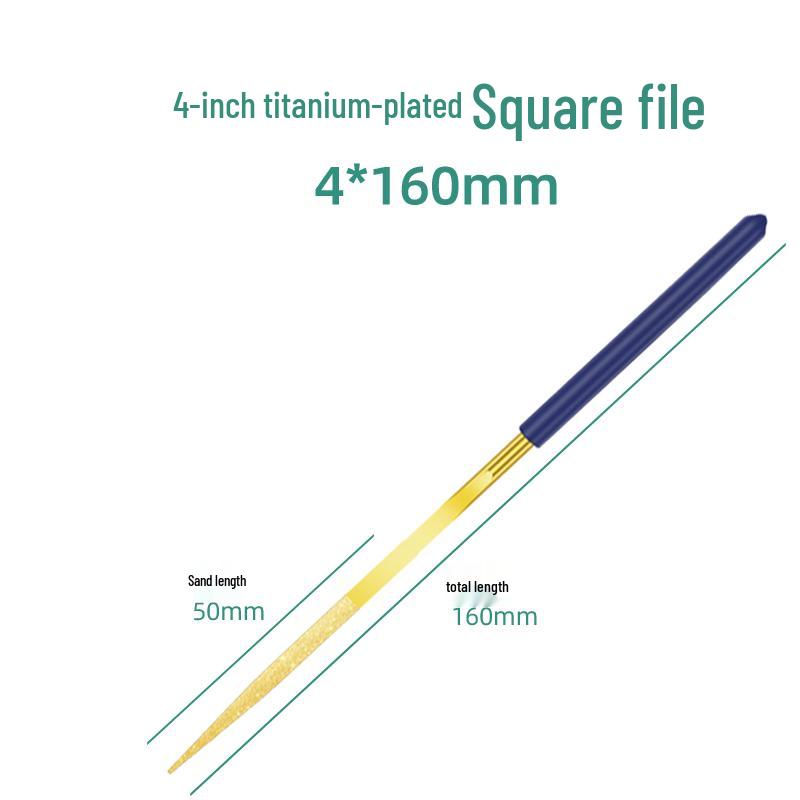 Sada diamantových pilníků Lionwei s titanovým povlakem - 3", 4", 5" Různé ploché, malé a trojúhelníkové pilníky pro broušení slitin.