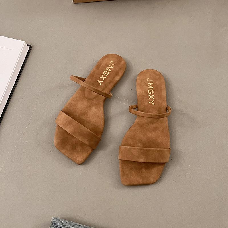 

Тапочки, женские, женская обувь, летние, квадратный носок, «рыбий рот», сандалии, женские, тапочки на плоской подошве 39 коричневый