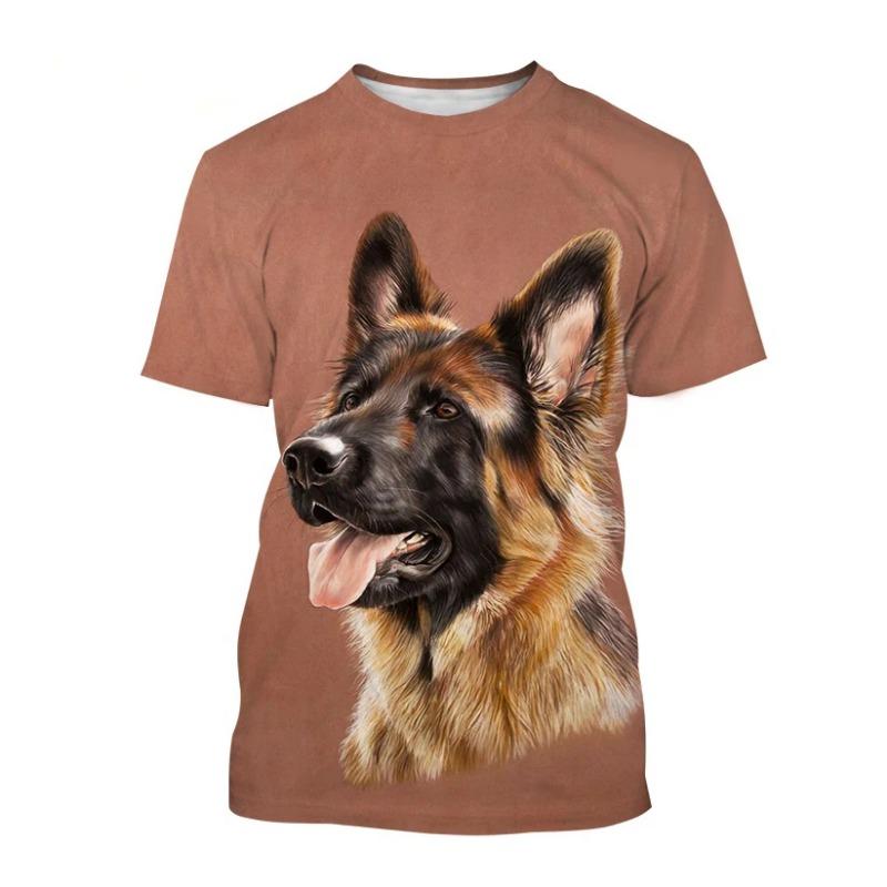 Animal German Shepherd 3D Print T-Shirts Summer Men Women Short Sleeve Dog T Shirt Oversized Harajuku Tees Tops Kids