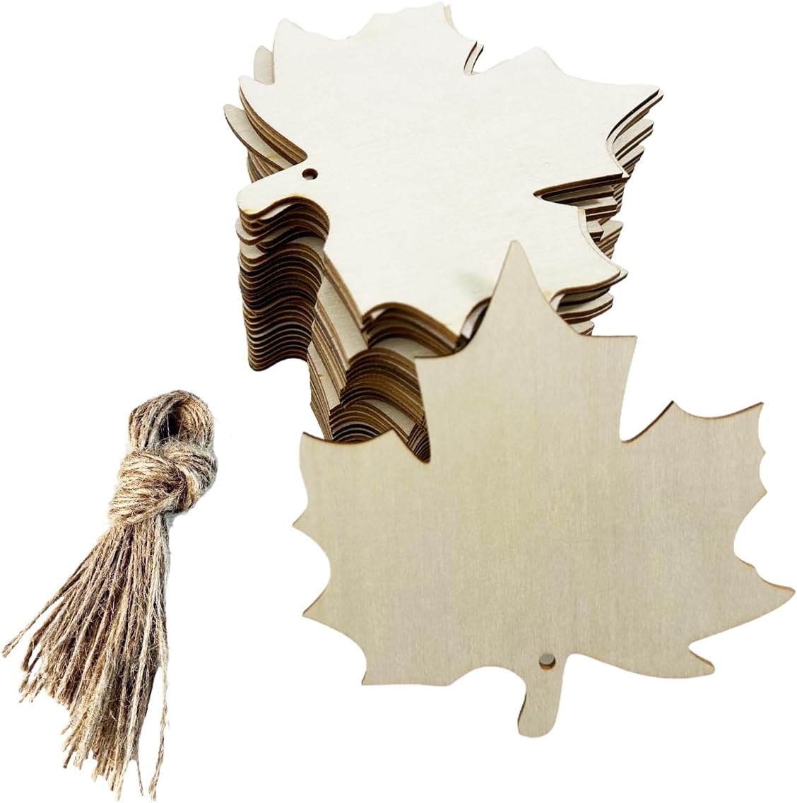 

10pcs Unfinished Fall Leaf Wooden Ornaments Wooden Maple Leaf Cutouts for DIY Craft Tags Autumn Harvest Thanksgiving Decor 10cm(4inch)