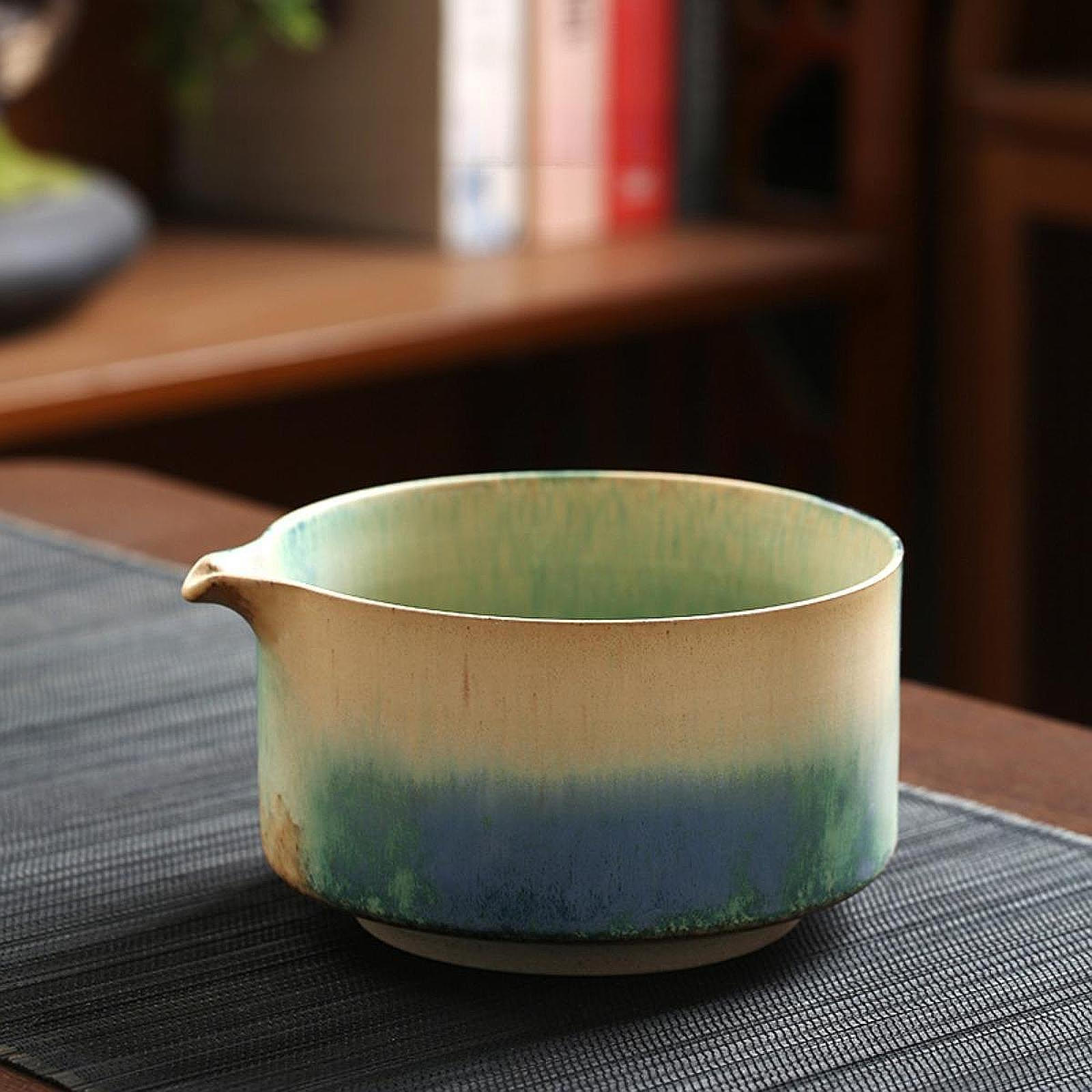 

Ceramic Bowl Handcrafted Traditional Porcelain Tea Mixing Accessories for Beginner зелений