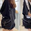 Shell Women's Bag Double Pull Head Sequined Mesh Shoulder Messenger Bag Casual Bag Wide Shoulder Strap Saddle Bag Korean Version Tide Bag