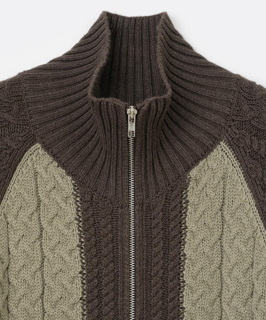Millo Women Mono Wool Knit Zip-Up [Brown]