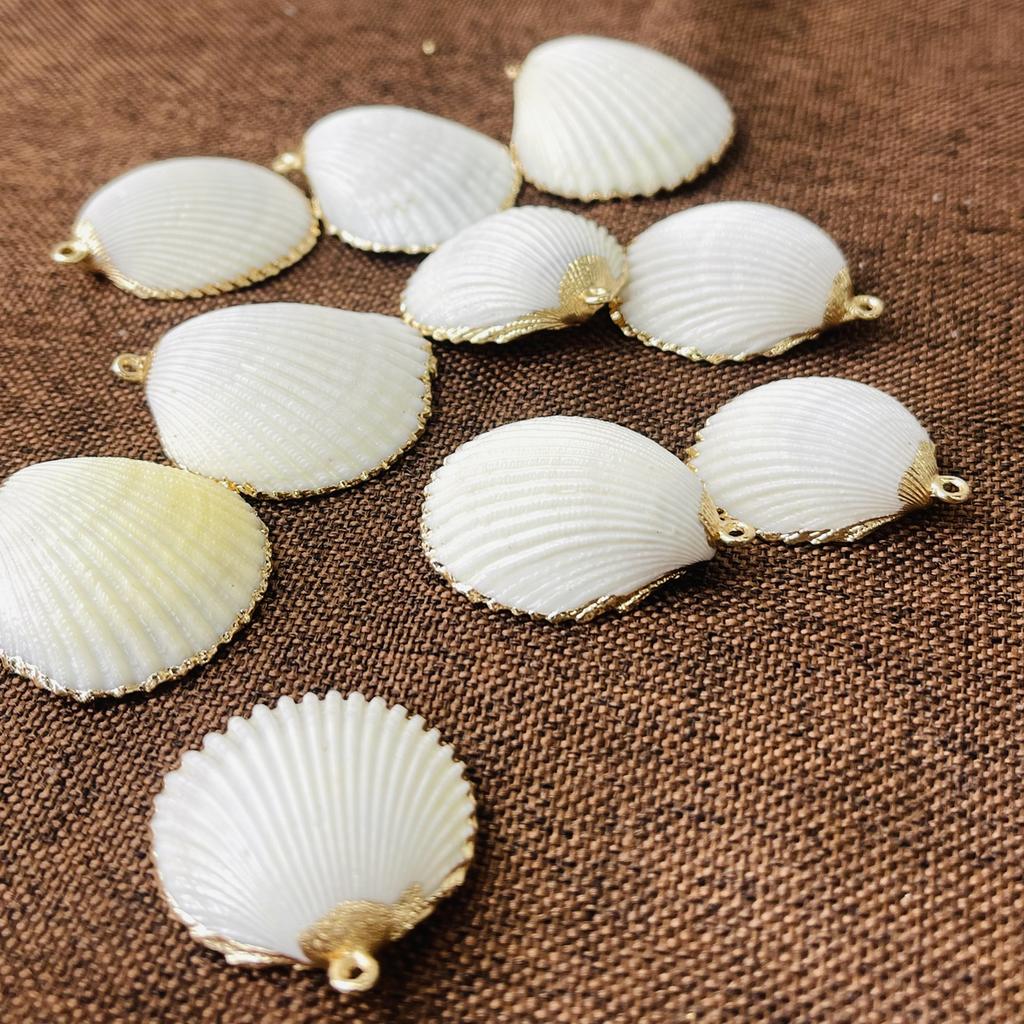 10Pcs, Summer Marine Style White Natural Shell Mother of Pearl Zinc Alloy Pendant Charms for Jewelry Making DIY Necklace Accessories, Women Men Craft
