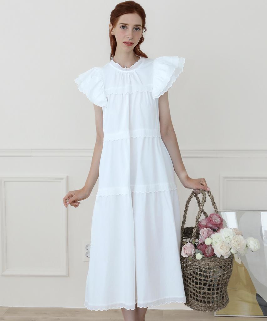 Keulleiseu Tiered Frill Long Dress_Pink
