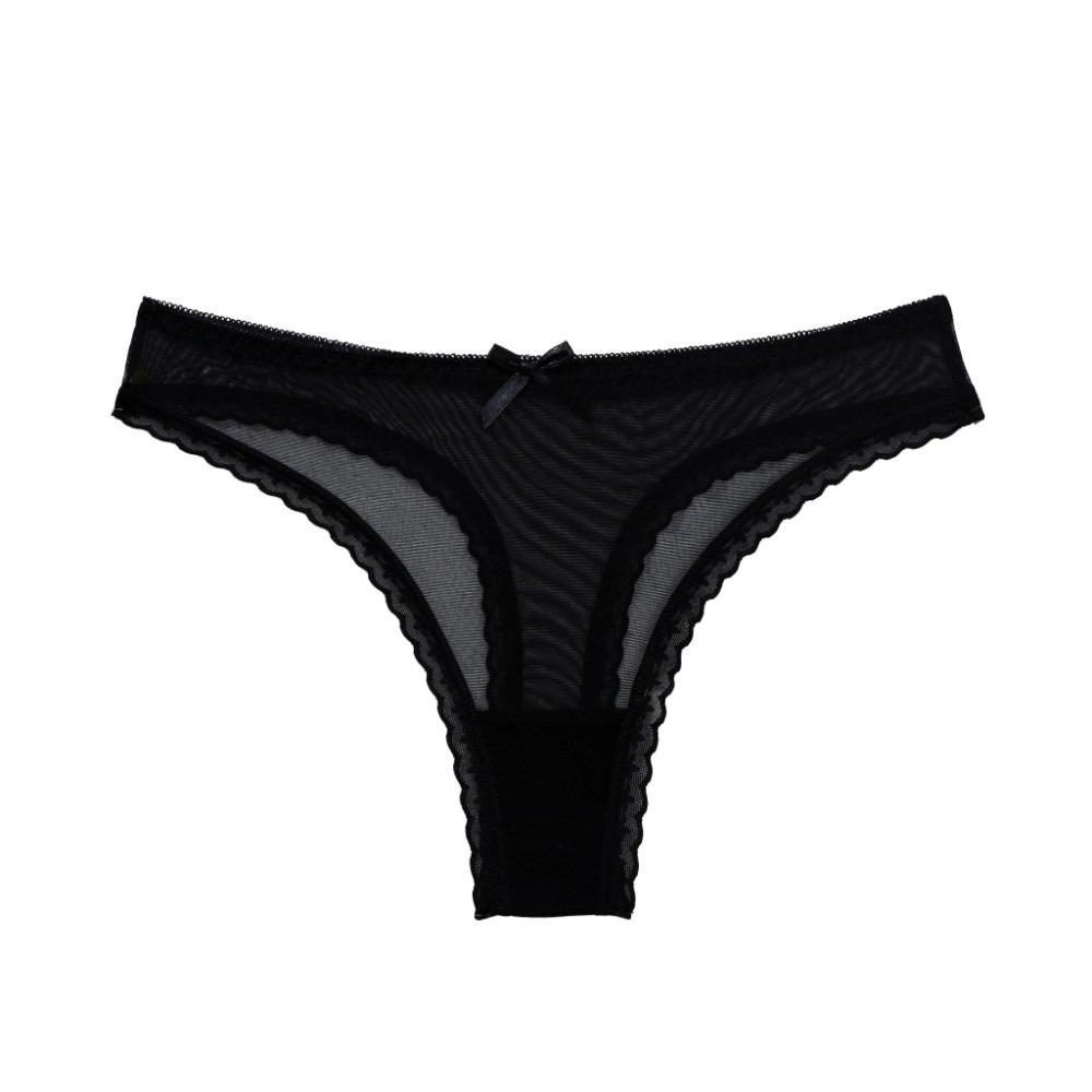 Soft Low Waist Briefs Traceless T-back Panties Fashion Lace Transparent Thongs Daily Wear