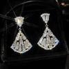 Super flash light luxury 111 silver needle fan earrings, simple design stud earrings temperament earrings