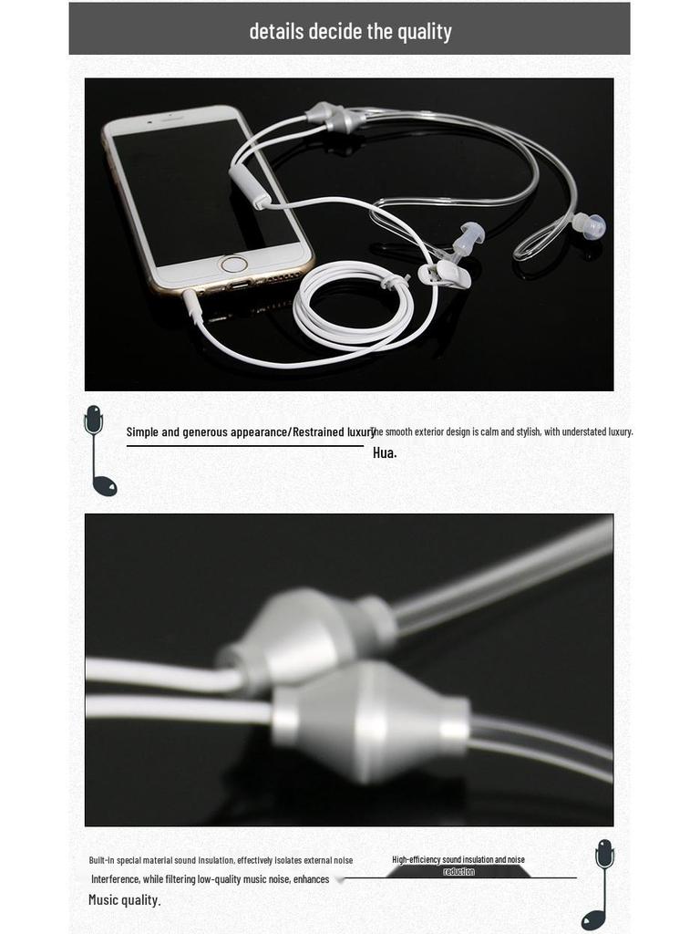 Strahlungsarme Luftschlauch-Ohrhörer mit Mikrofon - Transparentes Einzel-/Doppelohr