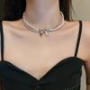 Korean cold wind diamond love pearl necklace Internet celebrity niche design temperament collarbone chain necklace women
