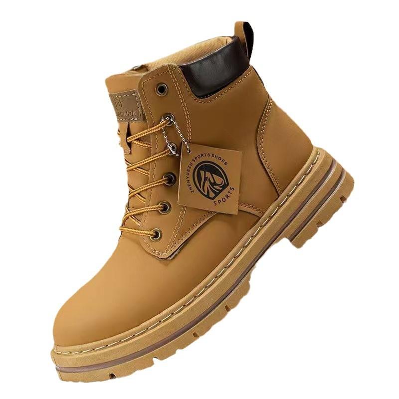 Men's Ankle Boots 2025 Winter Classic British Yellow Boots Platform Lace-up Short Botas Outdoor Anti-slip Working Shoes for Men