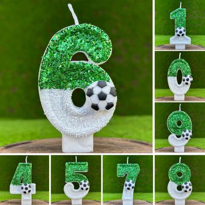 Football Birthday Candle Eco-friendly No Odor Sequins Design Easy To Use Long-Lasting 0-9 Numbers Candle Cake Decoration