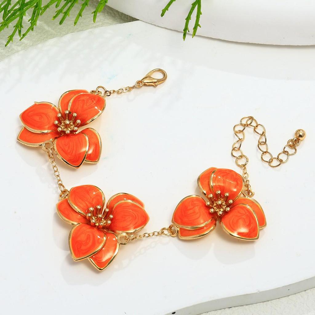 סט צמידים אלגנטי מאירופה עם פרחי אמייל - צבעים מרובים, תכשיטי יוקרה ברמה גבוהה