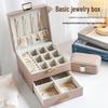 Double Layer Jewelry Box for Earrings, Necklaces, and Rings - Macaron Color Leather, Portable Storage