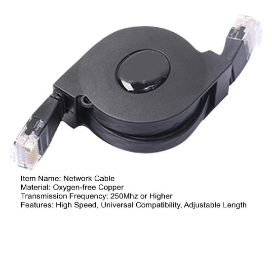 Retractable Computer Network Adjustable Length Cat6 Cable 1M/2M Universal Compatibility 6 Flat Ethernet